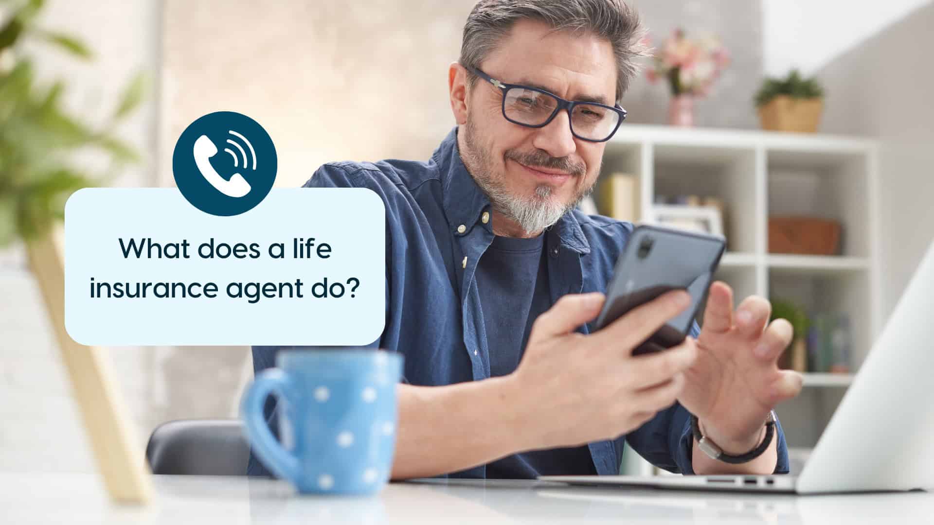 Experienced life insurance agent engaging with client via mobile phone.
