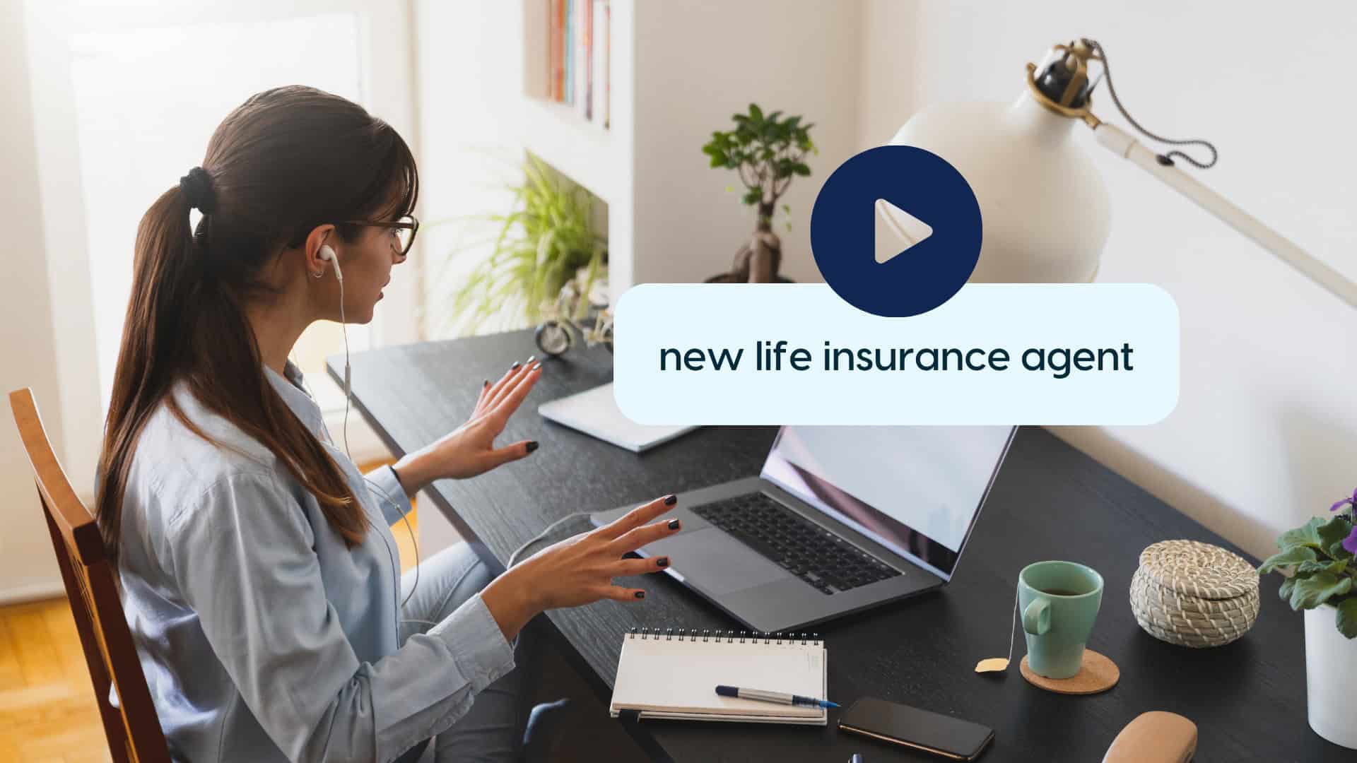 Young woman learning online as a new life insurance agent.