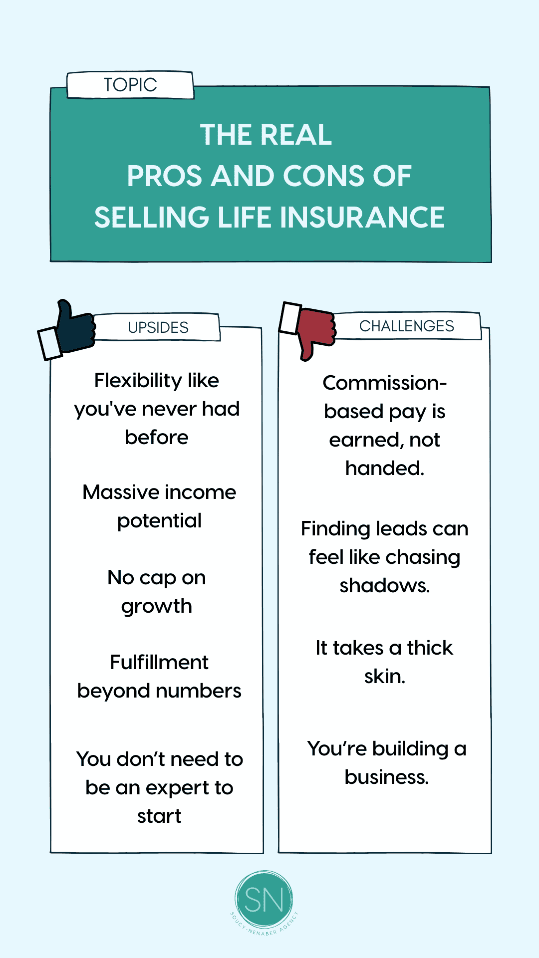 selling life insurance - pros and cons infographic