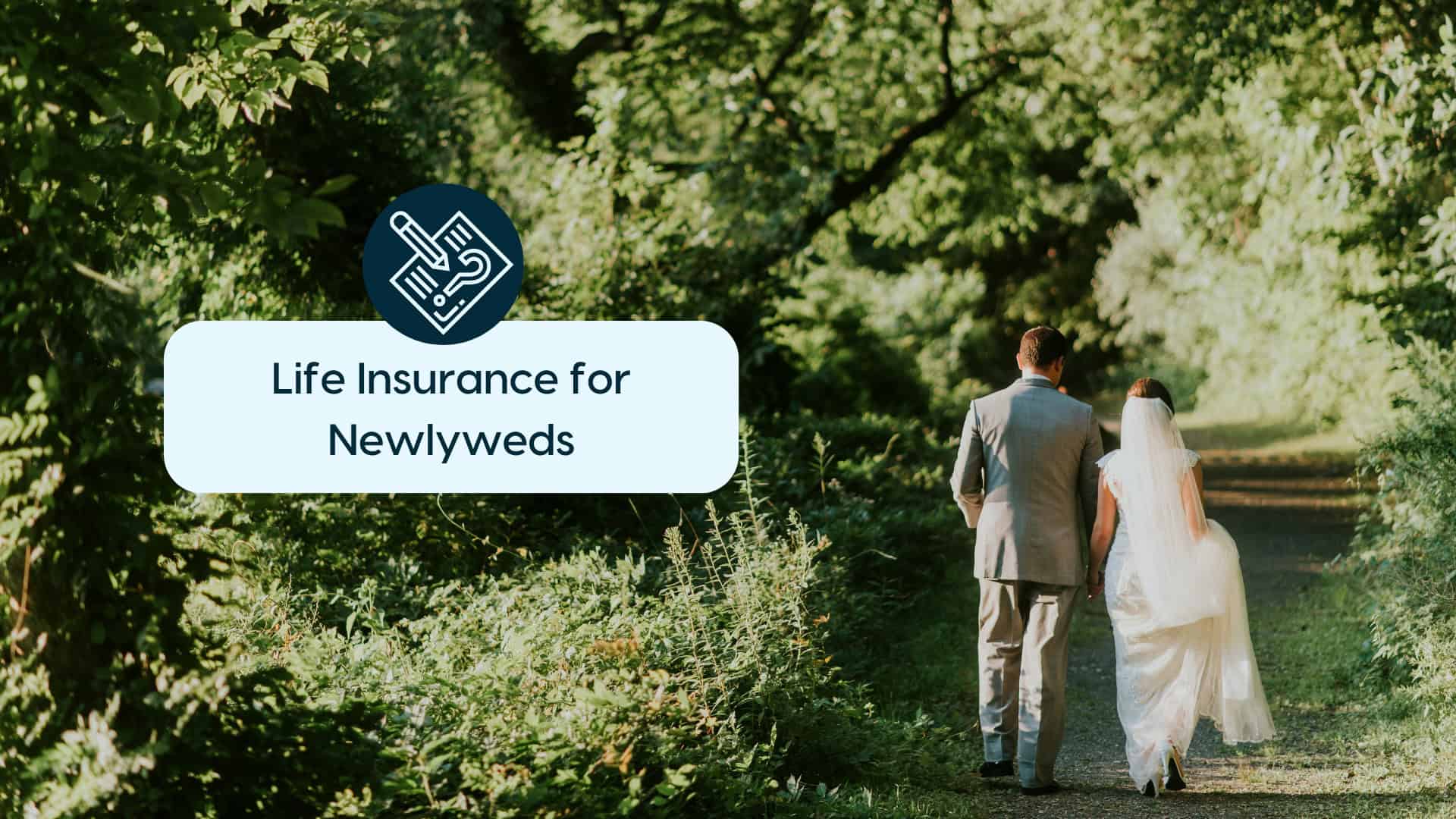 Newlyweds Walking in Nature Happy newlywed couple walking hand in hand in a lush green park.